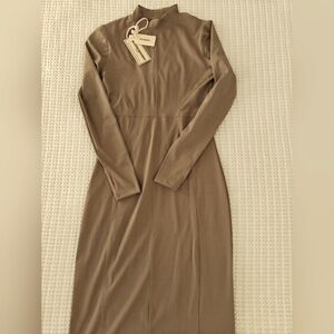 The Giving Movement Tan Long Sleeve Dress NWT